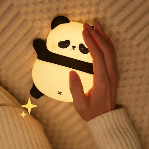 Image of One94Store Rechargeable Silicone Lazy Panda Night Light for Kids | 7-Color LED Changing Lamp | Adorable Room Decor & Gift for Toddlers, Teens & Valentine's Day | Soft BPA-Free Nightlight | Multicolor