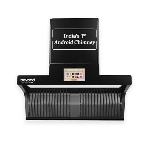 Beyond Appliances Orion 90cm 1600m³/hr Kitchen Chimney with Smart Screen and Speaker, Baffle Filter, Auto-Clean(Touch Control, Black)