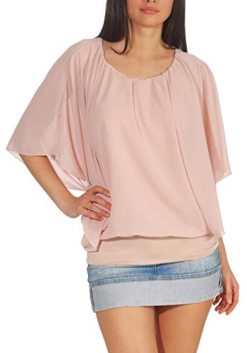 Malito élégant Blouse Tunique Haut Loose Oversize 6296 Femme Taille Unique (Rose)