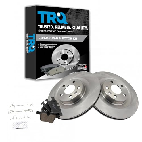 Image of TRQ Rear Brake Pad and Rotor Set Ceramic Vented Rotors | For 2019 Volvo S60 2017-2019 S90 V60 2018-2019 V90 V90 Cross Country XC60 XC90