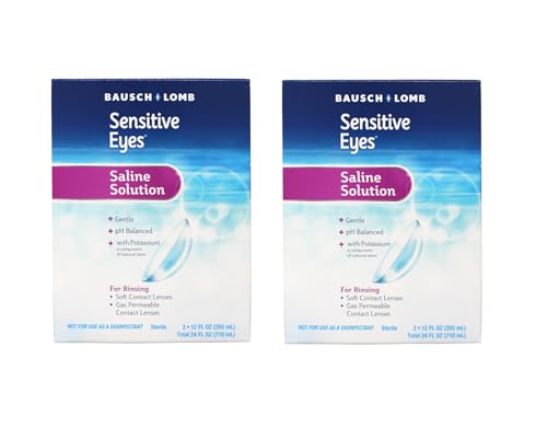 Bausch & Lomb Sensitive Eyes Plus Saline Solution, 24 Fl Oz (Pack of 2)