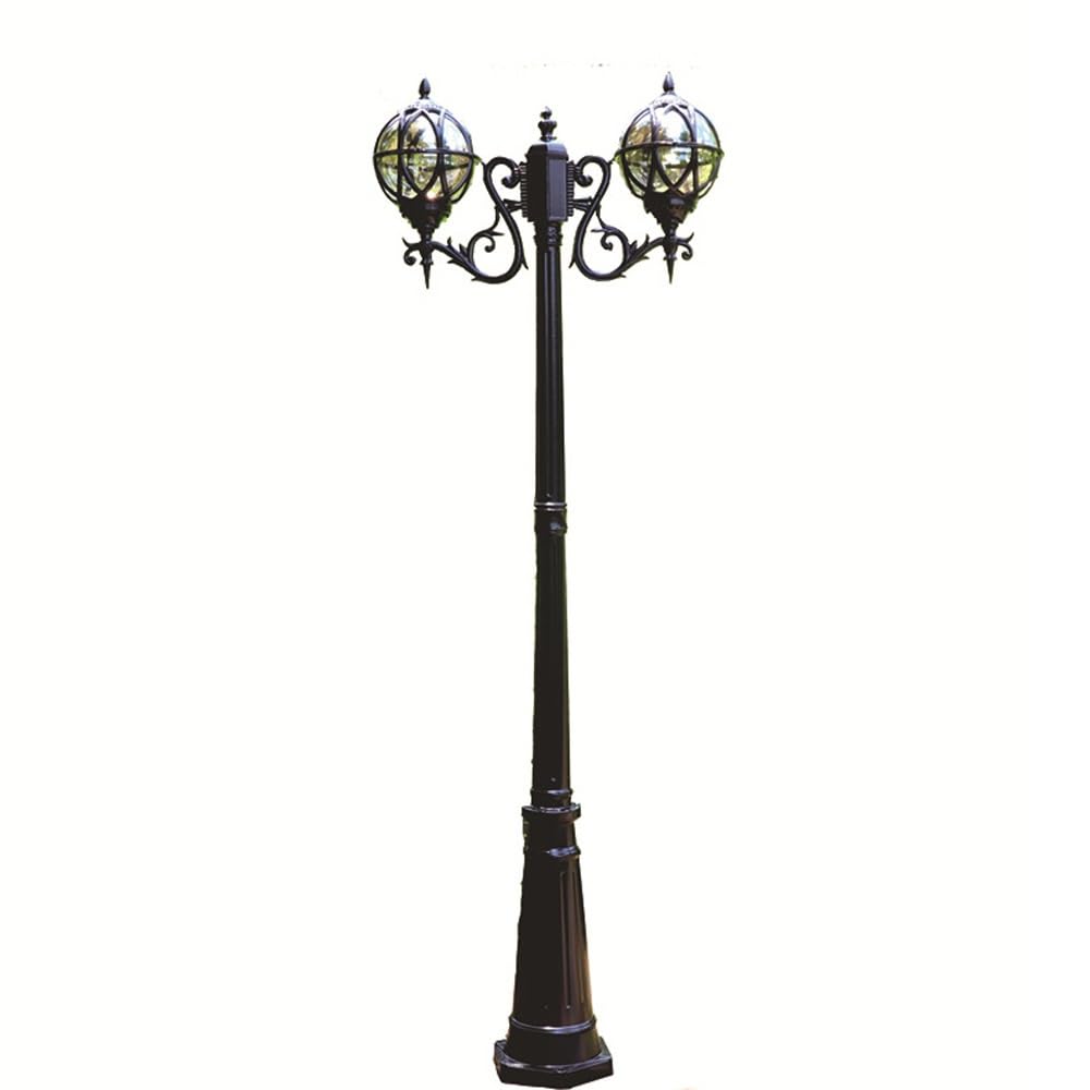 GTHTUHFD European Street Lamp With Ball Glass Shade, Lawn Pole Lighting, Exterior Post Light For Yard Garden Gates Walkway Path,Black-H:90.6inch/230cm
