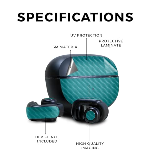 Image of Carbon Fiber Skin Compatible with Bose Ultra Open Earbuds - Solid Teal - Premium 3M Vinyl Protective Wrap Decal Cover - Easy to Apply | Crafted in The USA by MightySkins