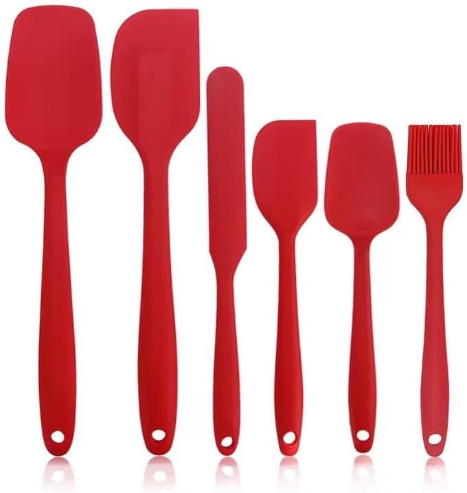 Miniatura 2 de Juego de 6 espátulas de silicona resistentes al calor, espátulas de goma de grado alimenticio para utensilios de cocina antiadherentes para hornear
