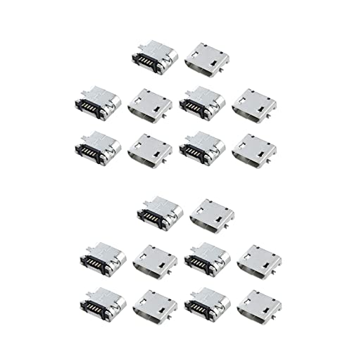 Bloepum 20 Pcs Spare Parts Type B Micro-USB Female Jack Connector Port Socket