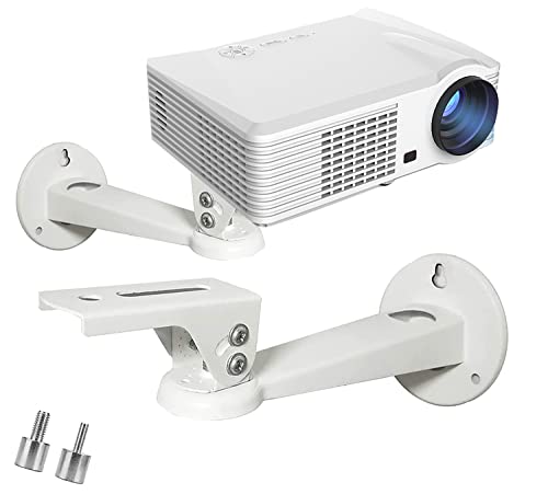 2-Be-Best Universal Projector Wall Mount Angle Adjustable 360Â°Rotation Load 8 lbs Length 7.8 in Projector Hanger with Mounting Screw Thread Adapters White for Mini Projector Camera Camcorder CCTV