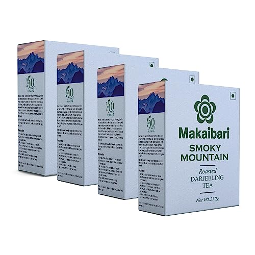 Image of Makaibari Smoky Mountain, Roasted Darjeeling Loose-Leaf Black Tea, 250 Grams Whole Leaf Tea (Pack of 4) | 100% Darjeeling Long Leaf Tea | Darjeeling Black Tea