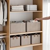 StorageWorks Pojemniki do przechowywania z metalową ramą, pojemniki organizacyjne do garderoby, składane kosze na półki, tekstylne pudełka z uchwytami do przechowywania ubrań, brązowy, zestaw 2