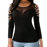 Chemisier Femme,Blouse Filles Col V Manches longues Évasée Perspective Creux Serré Tights High Wais Chic Haut Élégant Casual Top