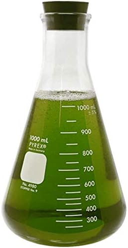 Corning Pyrex #4980-1L, 1000ml Narrow Mouth Erlenmeyer Flask with Rubber Stopper (Single)