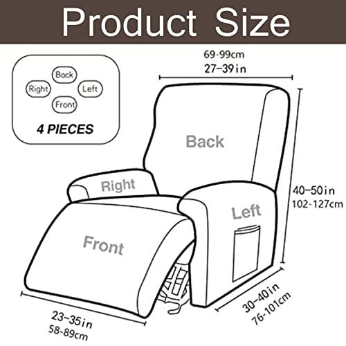 Yopoiy Luxurious Velvet Recliner Slipcover, 4 Piece Recliner Cover With Elastic Bottom Anti Slip Universal Recliner Chair Cover Machine Washable Furniture Protector -Gold-One Size #TOP5