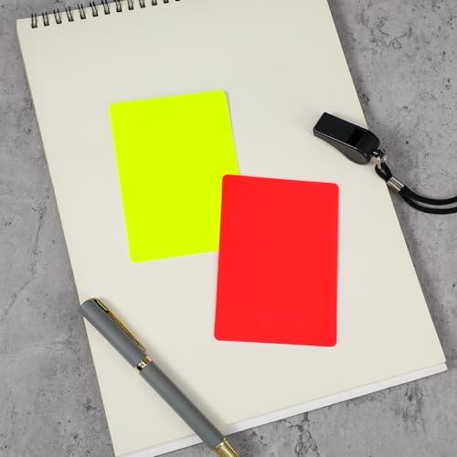 Gjinxi 10 Stück FußBall Schiedsrichter Karten, Schiedsrichter SetRote Karte Gelbe, 2 Stück Trainer Pfeife mit Lanyard, Schiedsrichterkarten für Trainer, Offizielle