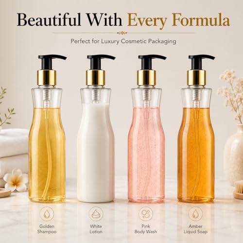 Image of Prakash Empty Plastic Trophy Pump Bottles Dispenser 500ml Portable Shampoo Lotion Hand Bottle (Transparent Trophy Golden Pump 500ML, Pack of 3)
