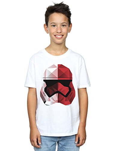Star Wars Boys The Last Jedi Stormtrooper Red Cubist Helmet T-Shirt 12-13 Years White