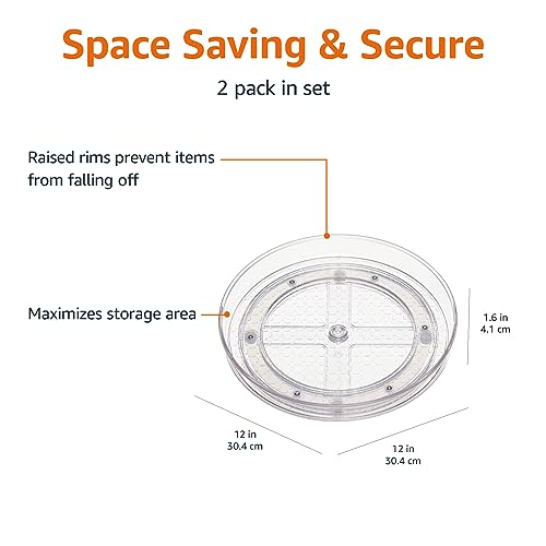 Image of Amazon Basics Clear Lazy Susan Turntable Organizer for Organization, 12-Inch (Pack of 8)