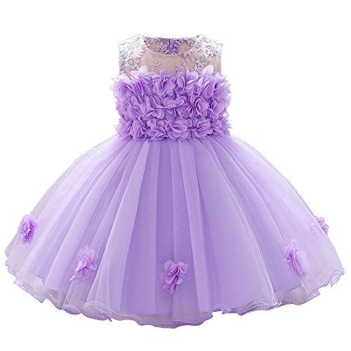 LZH Baby Girl Dresses Ruffle Lace Pageant Party Wedding Flower Girl Dress