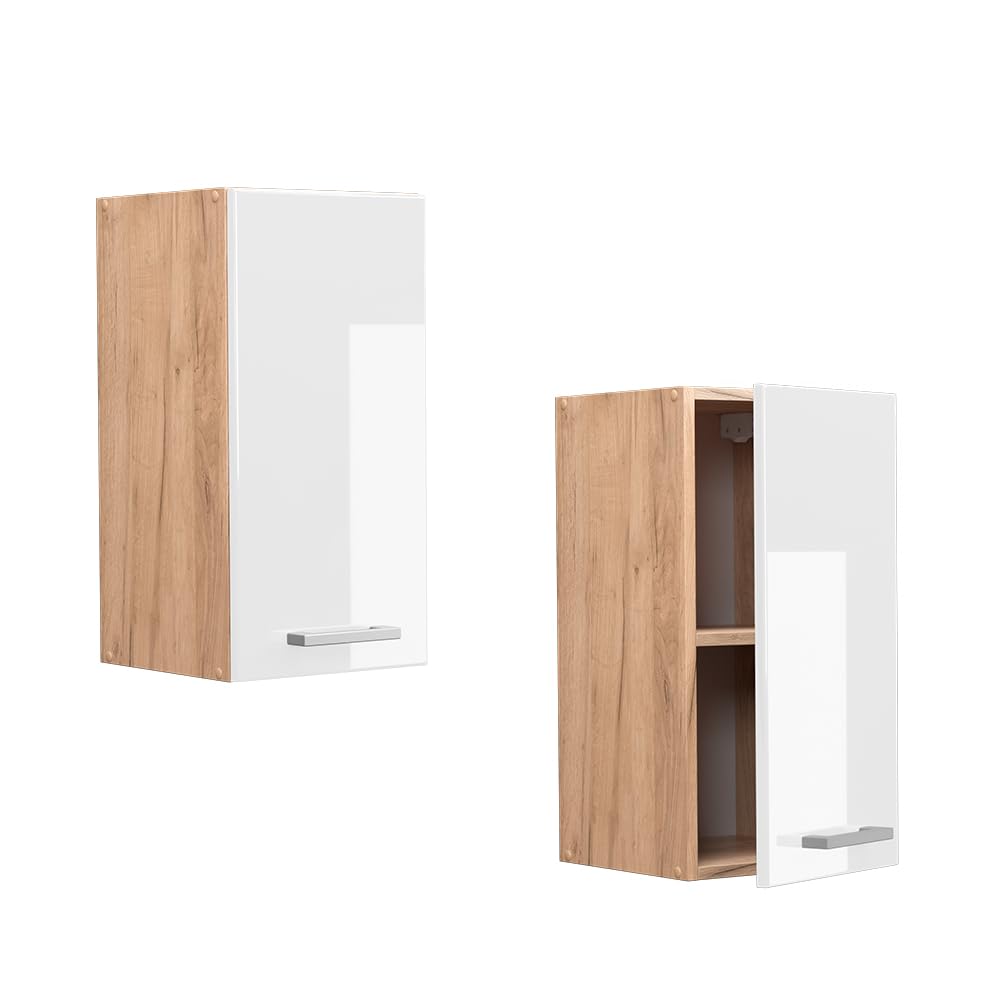 Mueble Cocina Vicco Armario Cocina Colgante Vicco R-Line 30cm - Roble  Artesanal/Dorado - 60x31cm Estanteria Libros, image size:1000x1000