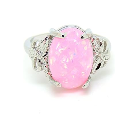 Sharla Oval Shape Lab Created Fire Pink Opal Ring - Ginger Lyne Collection Cover