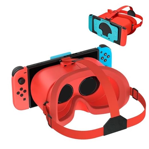VR-Headset, für Nintendo Switch & Switch OLED konzipiert, VR-Brille mit verstellbaren HD-Objektiven und bequemem Kopfgurt, 3D-Brille für Nintendo Switch OLED (Rot)