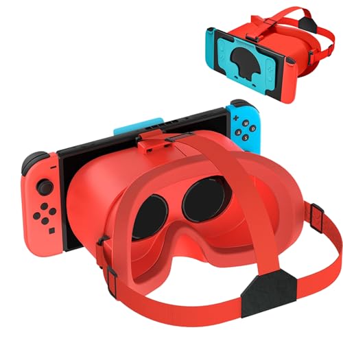 Auriculares VR compatibles con Nintendo Switch & Switch OLED, gafas de realidad virtual con lentes HD ajustables (rojo)