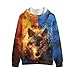 Yruonazao Fire Wolf Hoodie for Boys Sweatshirts Full Zip 6-7 Graphic Sweatshirt for Boys Hoodies with Pockets Kids Long Sleeve Shirts Casual Hoodies Tops for All Seasons Workout Playwear