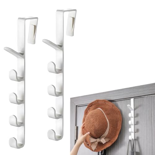 YIPFEN Set di 2 Ganci per Porta, Appendiabiti Stabili per Interni, Ganci per Porta Salvaspazio (Bianco)