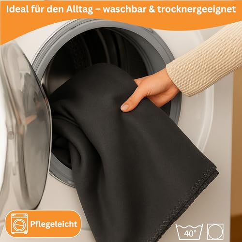 HLKauf Fleecedecke 150x200 cm Kuscheldecke flauschig, knitterarme und atmungsaktive Couchdecke HLKauf-Block (Schwarz & HLKauf-Block)