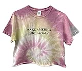 Make America High Again Pastel Wildflower Tie-Dye Graphic Crop Top Pink