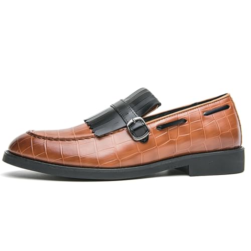 Men's Suede Penny Loafers Classic Slip on Leather Loafers with Fringe Buckle Detail Light Gray and Black Fashion Casual Wedding Dress Shoes2