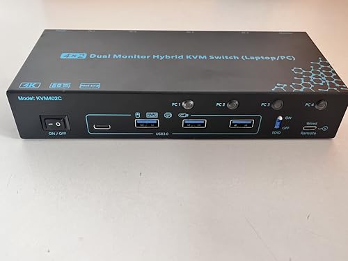 Image of 2 Monitors 4 Computers KVM Switch Laptop and Desktop 4 Port Hybrid USB-C Docking & Dual Displayport & DP HDMI & Dual HDMI 4K@60Hz KVM Switch with EDID Emulator, Support PD 100W Charging