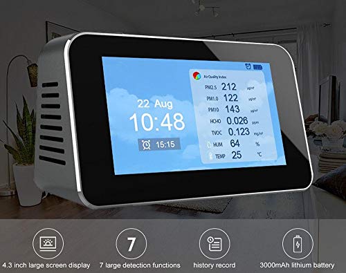 Air Quality Monitor with Wi-Fi, Formaldehyde Detector, Temperature & Humidity Meter, Pollution Tester, Sensor; Detect PM2.5/PM10/PM1.0 Micron Dust, Test Indoor TVOC Volatile Organic Compound Gas - Thumbnail 6