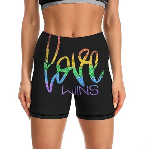 LGBTQ Pride Mouth Rainbow Gay High Waist Yoga Shorts for Women Athletic Shorts Leggings Running Pants