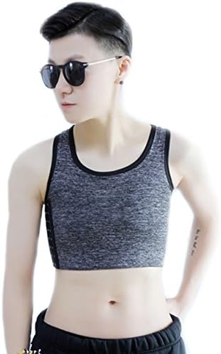 BaronHong Tomboy Trans Lesbian Cotton Chest Binder Plus Size Short Tank Top with Stronger Elastic Band