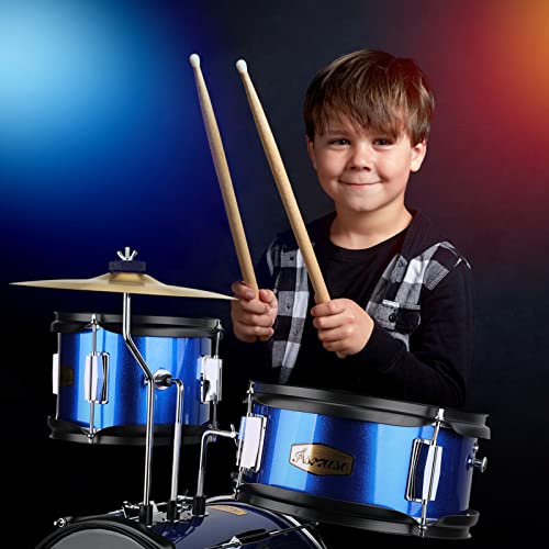 Asmuse Drum Set, 3 Piece Drum Set With Bass, Tom, Snare, Cymbal, Ideal Gifts For Boys And Girls (Blue) #TOP5