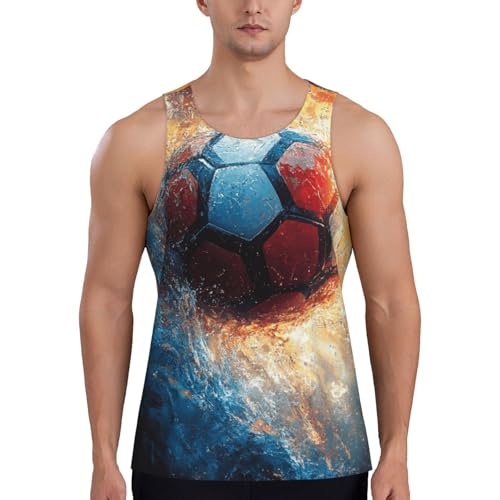 Camiseta sin mangas para hombre con estampado de balón de fútbol, transpirable, de secado rápido, para entrenamiento en la playa, tallas S-4XL, Balón de fútbol 3, 4XL