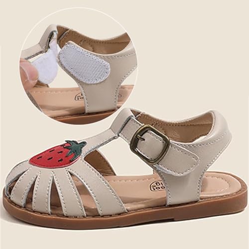 Toddlers Little Girls T-Strap Strawberry Closed Toe Sandals Princess Flat Shoes Summer Flower Girl Shoes3