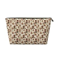 Vintage Cowboy Boots Print Makeup Bag, Cosmetic Travel Toiletry Bag for Women, Cute Leather Makeup Pouch Organizer