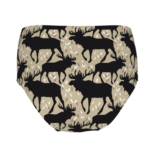 Vintage Style Moose Sketch Girls' Underwear Soft Cotton Little Girls Panties Comfort Briefs2