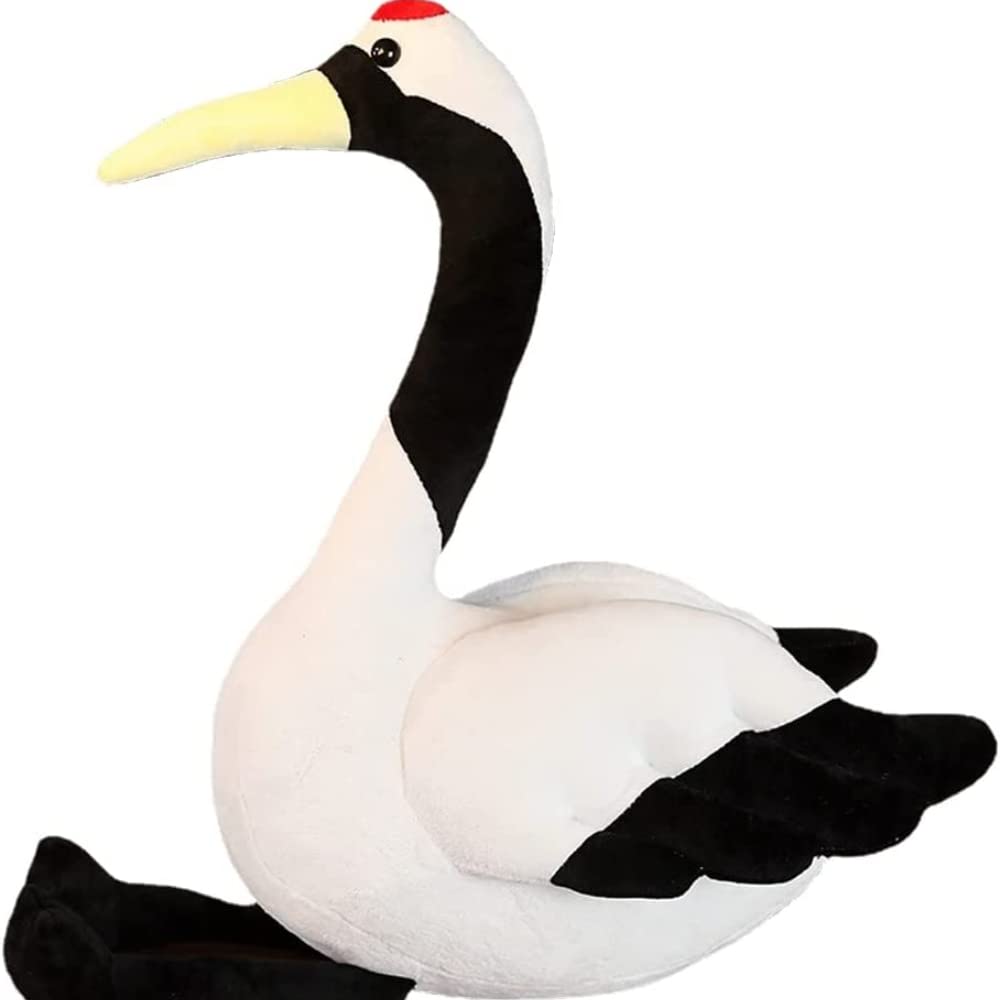 YUZHINUO pangcangshu New Candice guo! Cute Plush Toy Cartoon Animal Bird Grus japonensis red-Crowned Crane Soft Doll Pillow Birthday (Black and White,50cm/19inch) (Black and White,50cm/19inch)