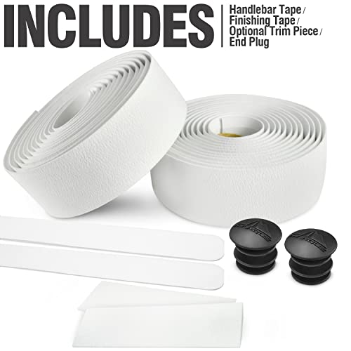 Marque Suede Bike Handlebar Tape - Road Cycling Bicycle Handle Bar Wrap In Black Or Camo 2Pcs Per Set (White) #TOP3