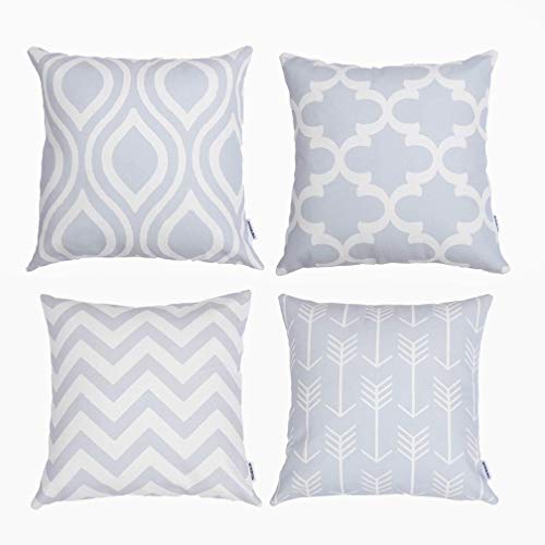 TIDWIACE Dekorativ Kissenbezug Moderne Geometrische Muster Grau Kissenhülle Kissen, Sofa Büro Dekor Kissenhülle aus Baumwoll und Leinen 45X45cm 4er Set Cover