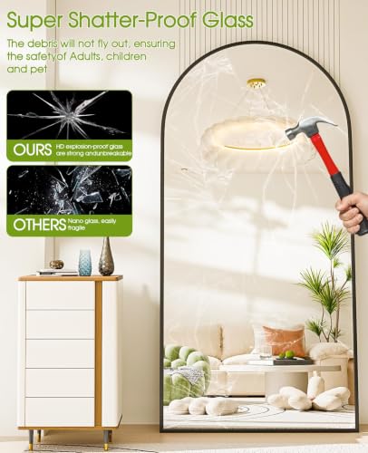 Image of 81 inchx41 inch Floor Mirror Full Length Arched Full Length Mirror Black