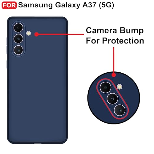 Image of CEDO Back Cover for Samsung Galaxy A37 (5G) | Camera Bump Protection & Inner Velvet Fabric Lining | Ultra Slim Matte Soft Rubberised Case Cover (Blue)