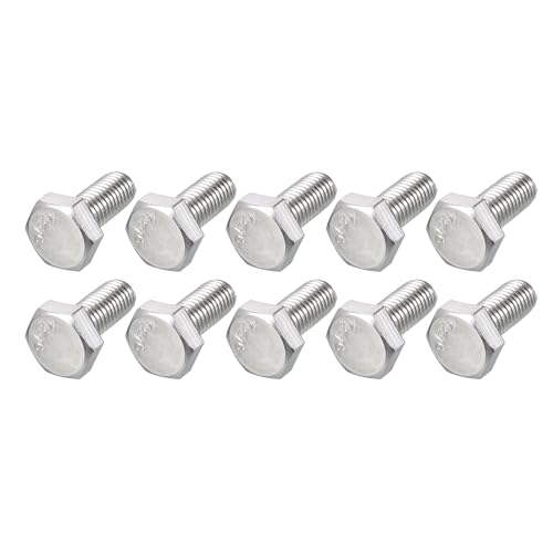 Image of METALLIXITY Hex Bolts (M10-1.5x20mm) 10Pcs, 304 Stainless Steel Coarse Fully Threaded Hex Head Screw Bolt Machine Screws - for Furniture Repair, Silver