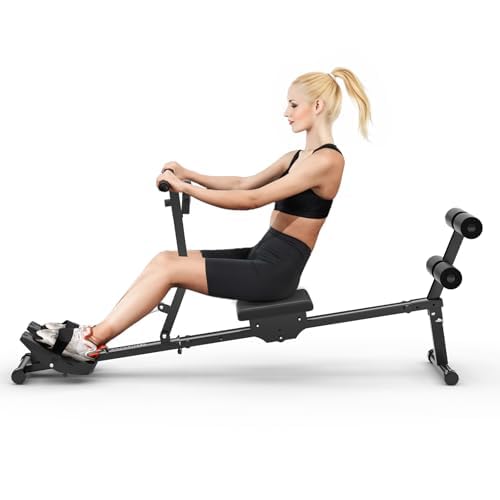 Rameur Pliable DnKelar 12 Niveaux Résistance - Appareil Fitness Maison Max 120kg écran LCD