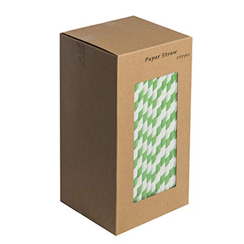 We Can Source It Ltd - Green and White Paper Straws - Eco-Friendly Drinking Straws 8 inch (20cm) 100% Biodegradable Compostable Recyclable – Great for Cocktails, Cold Drinks, Juices - 5000-Pack