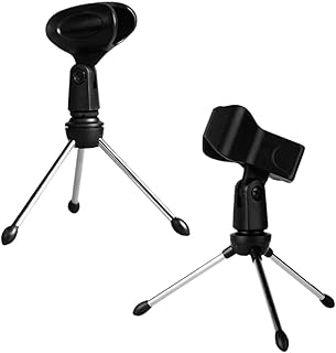 ERINGOGO Desktop Mic 2pcs Microphone Stand Desktop Mic Desktop Stand Stand Microphone Boom Stand Microphone Holder Desktop Tripod Microphone Stand Black Spring Clip Plastic Capacitance