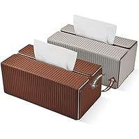 ⭐ティッシュボックス ケース 車PUレザー 四角 縦縞ブラウン+グレー Amazon｜KINGFOM ティッシュボックス ティッシュケース 車 PU