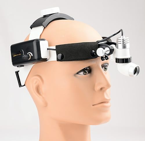 McbeAn 3W LED Headlight for Examination and Surgical Examination, Adjustable Light Spot Size, 2 Long-Lasting Batteries, Used in Outpatient Clinics, Dentistry, and Otolaryngology