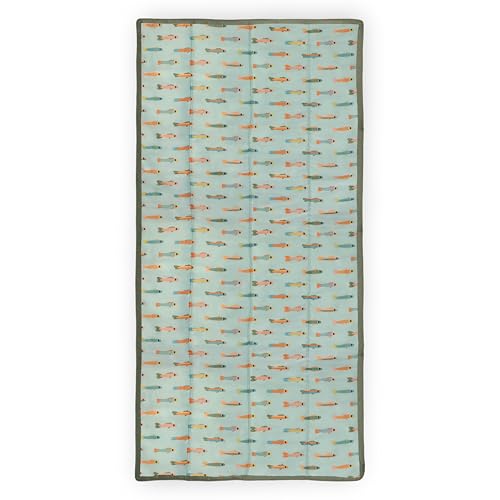 Image of Little Unicorn 5'x5' Outdoor Family Picnic & Beach Blanket | Durable & Water-Resistant Fabric | Compact Fold & Easily Wipes Clean | Zipper Pocket (Minnow Pond)
